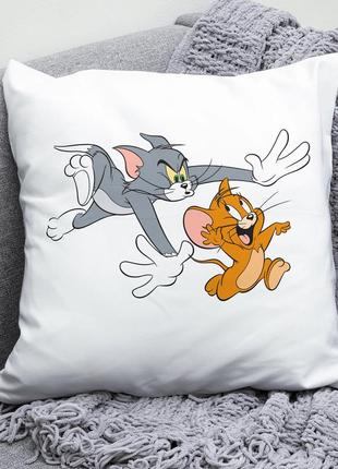 Декоративна подушка плюшевий подарунок з принтом том і джері tom and jerry