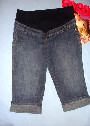 Жіночі шорти для вагітних з гумкою розмір 46-48 / 12-14 джинсові стрейч бриджі капрі1 фото
