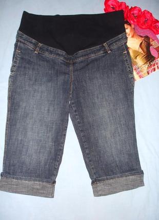 Жіночі шорти для вагітних з гумкою розмір 46-48 / 12-14 джинсові стрейч бриджі капрі7 фото