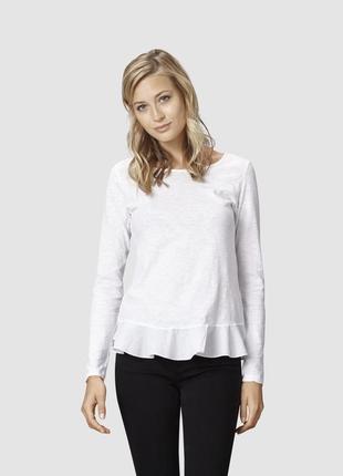 Романтичная кофта с длинным рукавом и баской внизу/белая кофта из хлопка от rich&royal