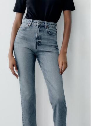 Суперовые женские джинсы mom fit "zara"р.44 новая коллекция.заміри-пояс-44,бедра-58,кроковий-70,вся довжина-1021 фото