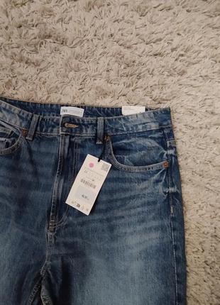 Суперовые женские джинсы mom fit "zara"р.44 новая коллекция.заміри-пояс-44,бедра-58,кроковий-70,вся довжина-1025 фото