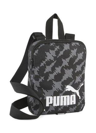 Сумка органайзер puma phase printed portable 079947 01 (черный, спортивный, тканевый, полиэстер, логотип пума)