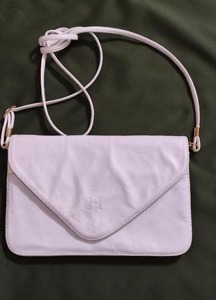 Біла шкіряна сумочка з логотипом h8 фото