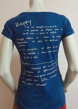 Шикарная футболка синего цвета desigual happy, 💯 оригинал, молниеносная отправка 🚀⚡6 фото