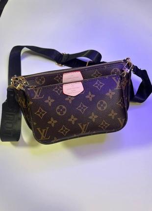 Сумка жіноча луї вітон / louis vuitton 3 в 1 стиль люкс із чорним ременем