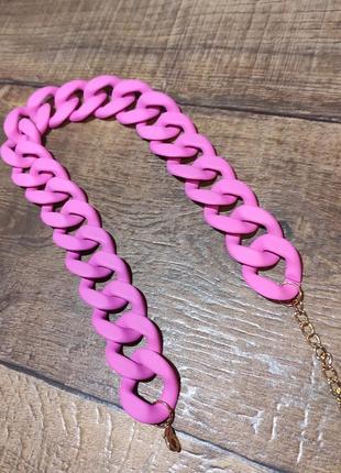 Цепь розовая цепь малиновый колье ожерелье3 фото
