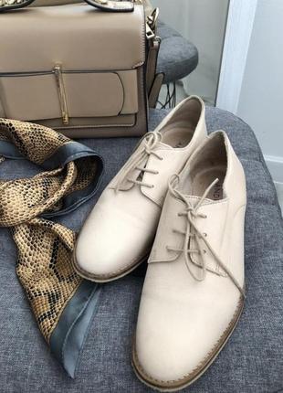 Туфли Оксфорды женские бежевые натуральная кожа размер 37