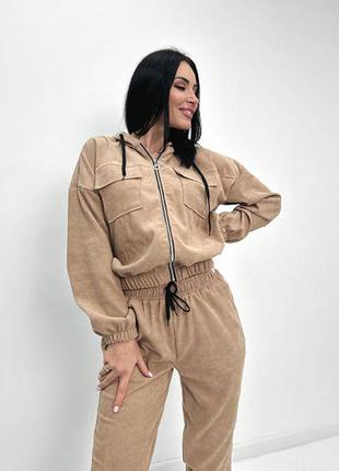 Вельветовий костюм-двійка спортивний костюм/для прогулянок батал