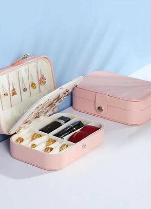 Скринька casegrace sp-01161 pink 16*11*5 см для прикрас і ювелірних виробів портативна