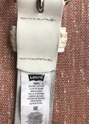 Брендовий білий шкіряний ремінь levi’s4 фото