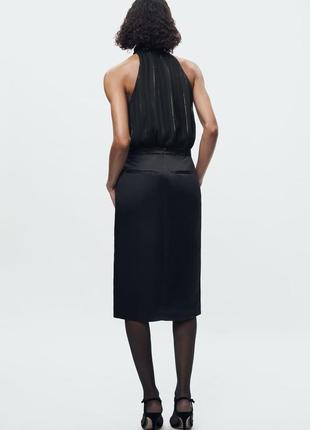 Атласная юбка средней длины zara4 фото