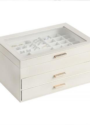 Шкатулка casegrace sp-01223 white 26,5*18*13,5 для украшений и ювелирных изделий трехуровневая
