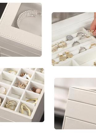 Шкатулка casegrace sp-01223 white 26,5*18*13,5 для украшений и ювелирных изделий трехуровневая