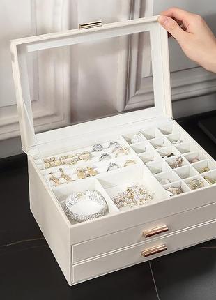 Шкатулка casegrace sp-01223 white 26,5*18*13,5 для украшений и ювелирных изделий трехуровневая