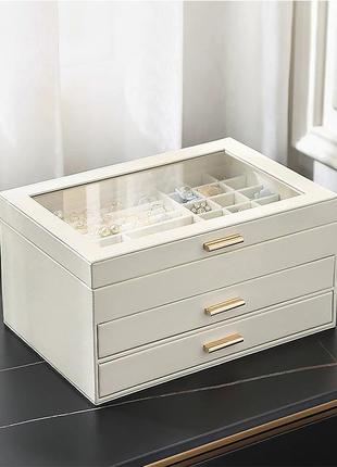 Шкатулка casegrace sp-01223 white 26,5*18*13,5 для украшений и ювелирных изделий трехуровневая
