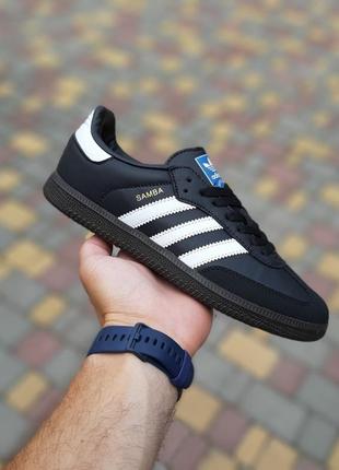 Кроссовки adidas samba черные с белым2 фото