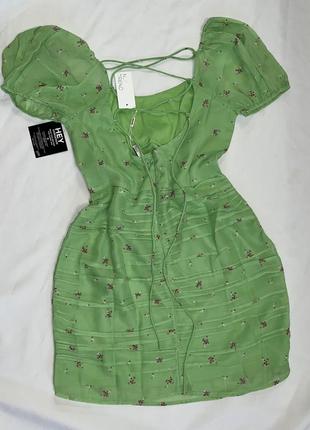 Зеленое платье с небольшой шнуровкой на спинке xl3 фото