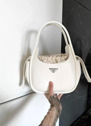 Женская сумка mini прада маленькая белая сумка на плечо красивая легкая сумка из эко-кожи