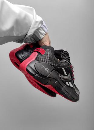 Мужские кроссовки черные с бордовым в стиле reebok zig kinetika black/red reflective8 фото