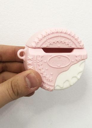 Чехол крутой силиконовый для apple airpods печенье. цвет: розовый3 фото