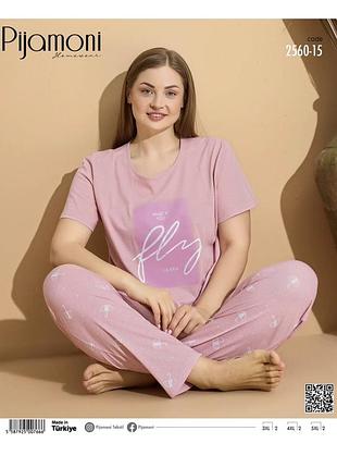 Комплект pijamoni 
футболка и штаны
100%хлопок
турция
3хл(50-52)
4хл(52-54)
5хл(54-56)