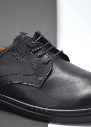 Чоловічі комфортні шкіряні туфлі чорні ikos 18331
