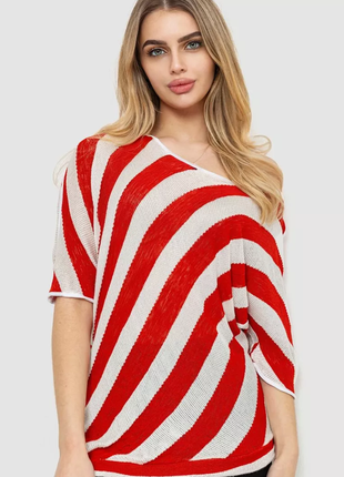 Жіноча кофта в смужку, колір червоно-білий, 244r02632 фото