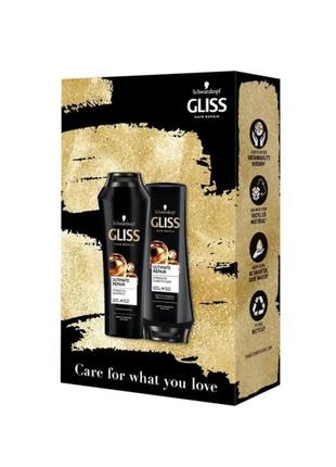 Набір для догляду волосся gliss kur ultimate repair (шампунь, 250 мл + бальзам, 200 мл)