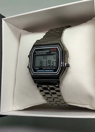 Наручний електронний годинник casio f-91w темно срібного кольору (10062)3 фото