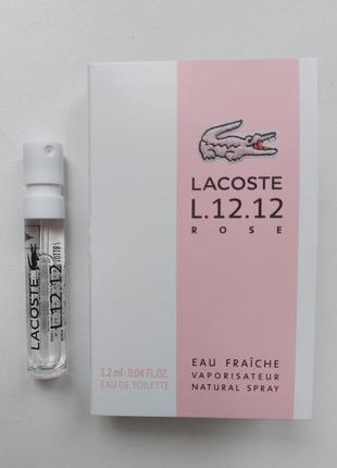 Жіноча туалетна вода пробник lacoste l.12.12 rose eau fraiche1 фото