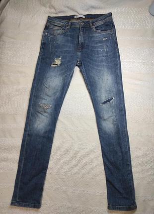 Чоловічі джинси zara в каплях краски джинсы скинни zara man с дизайном каплями краски и потёртостям