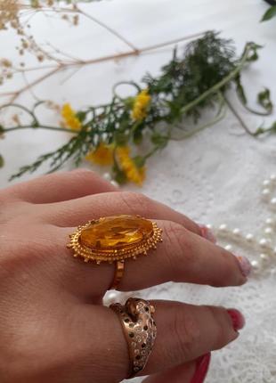 Перстень кольцо ссср красная пресня леденец винтаж советский медовый кристалл7 фото
