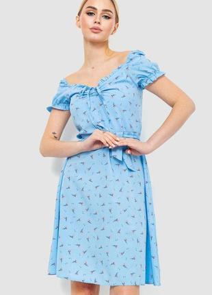 Сукня софт з квітковим принтом, колір блакитний, 230r1006