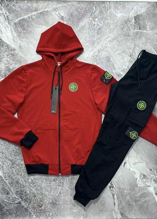 Червоний підлітковий костюм stone island