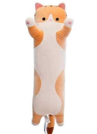 М'яка плюшева іграшка довгий кіт батон котейка-подушка 50 см. колір: коричневий3 фото