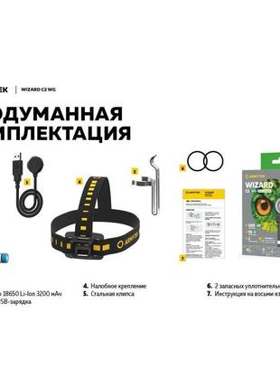 Налобний ліхтар armytek wizard v4 c2 wg magnet usb, тепле-зелене світло10 фото