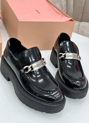 Лоферы в стиле miu miu люкс качество