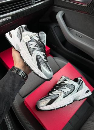Чоловічі кросівки new balance 530 white grey grey нью беланс білого з сірим та чорним кольорів