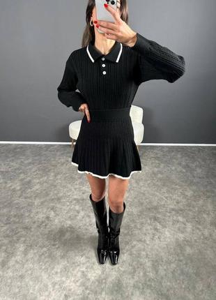 Милый черный комплект костюм двойка loli cute кофта с воротником и мини юбка2 фото