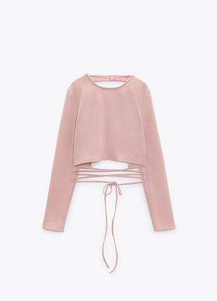 Блуза вкорочена zara xs пудра на завʼязках