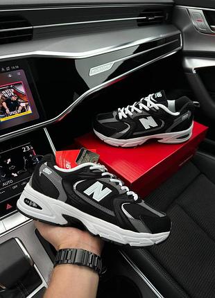 Чоловічі new balance 530 white black grey нью беланс чорного з білим та сірим кольорів