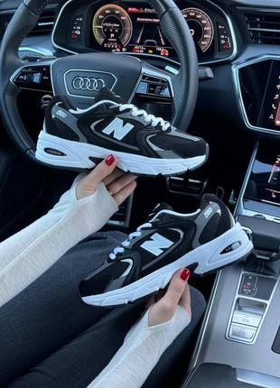 Женские кроссовки new balance 530 white black greyALs черного с серым и белым цветами
