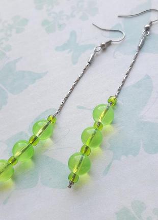 Оригинальные серьги ручн работ длинные цепочк4 фото