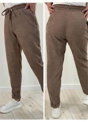 Стильные женские укороченные вельветовые брюки батал1 фото