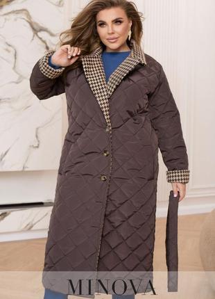 Женское двубортное стеганное пальто размер: 46-48, 50-52, 54-56, 58-60, 62-64, 66-685 фото