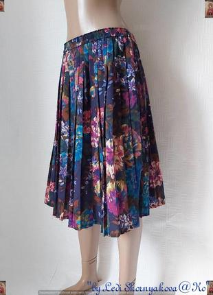 Новая нарядная красочная стильная юбка миди плиссе в цветочный принт, размер хл-3хл4 фото