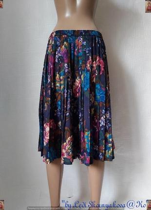 Новая нарядная красочная стильная юбка миди плиссе в цветочный принт, размер хл-3хл2 фото