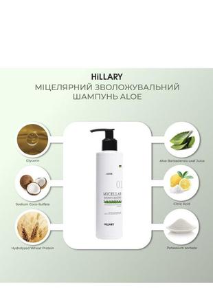 Мицеллярный увлажняющий шампунь aloe hillary aloe micellar moisturizing shampoo, 250 мл3 фото