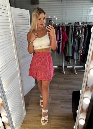 ❗️ sale ❗️ юбка мини с разрезом софт в горошёк